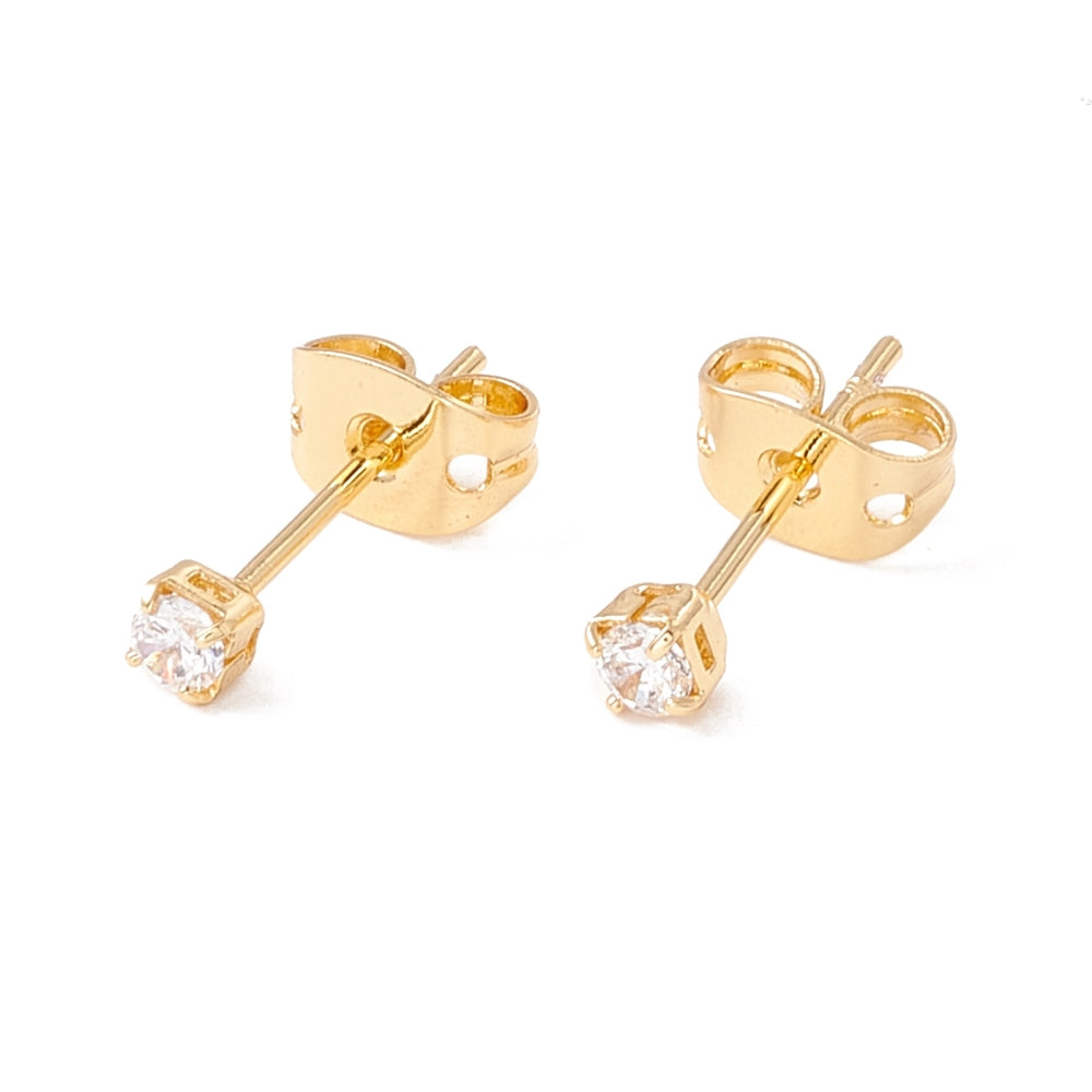 Petite Cubic Zirconia, Square Stud Earrings