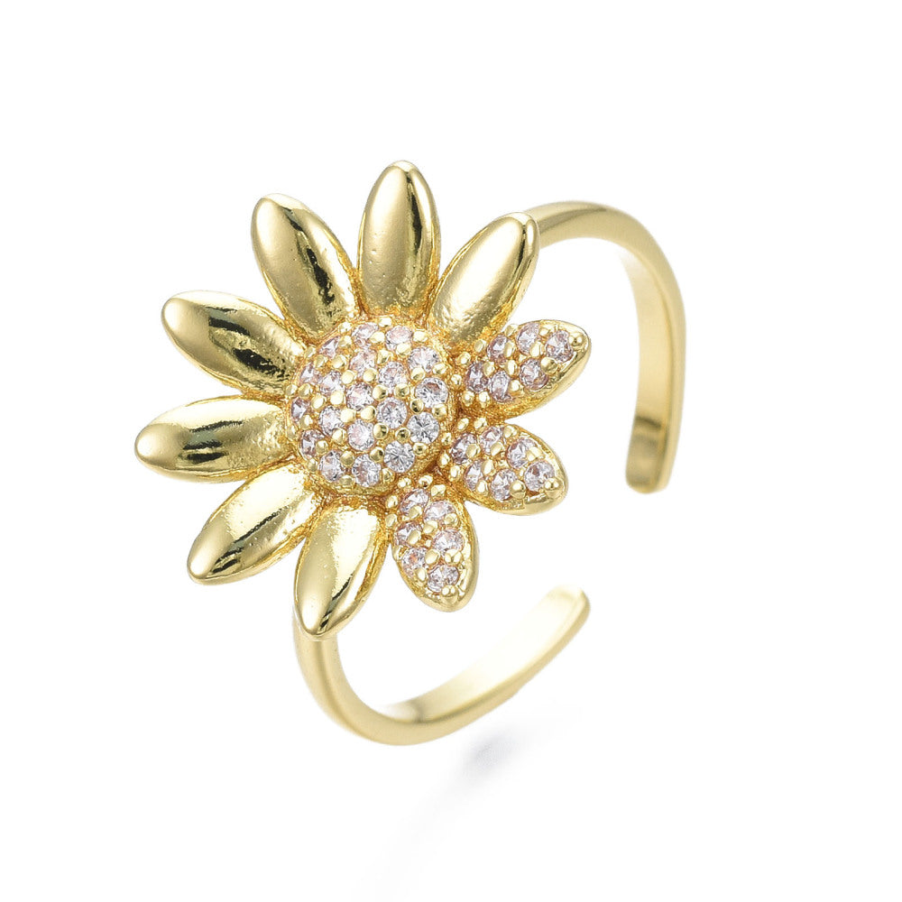 Large Chunky Flower Ring with Cubic Zirconias