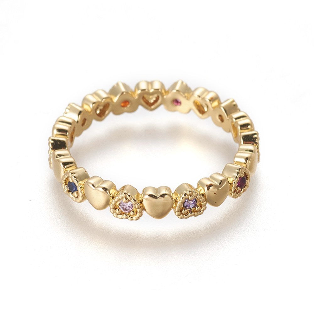 Colourful CZ Heart Ring