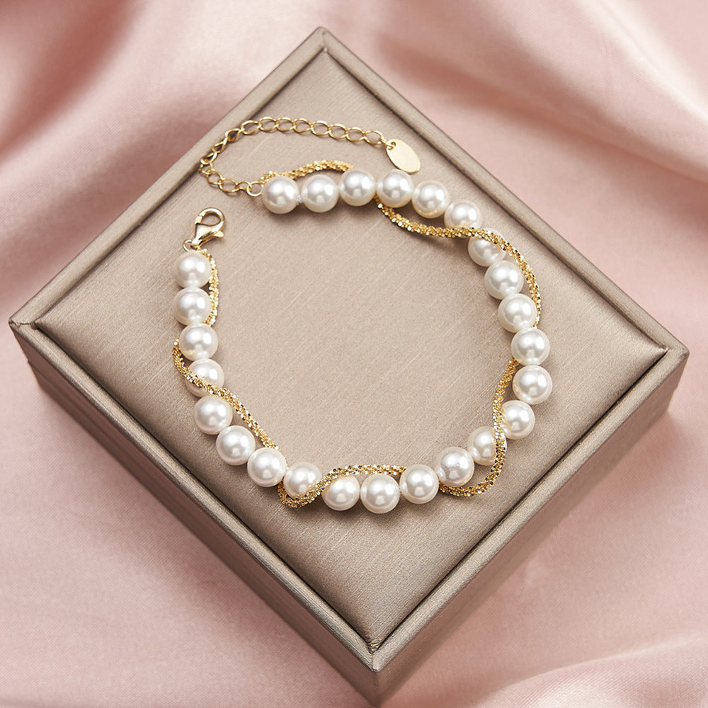Natural Shell Pearl Beaded Bracelet