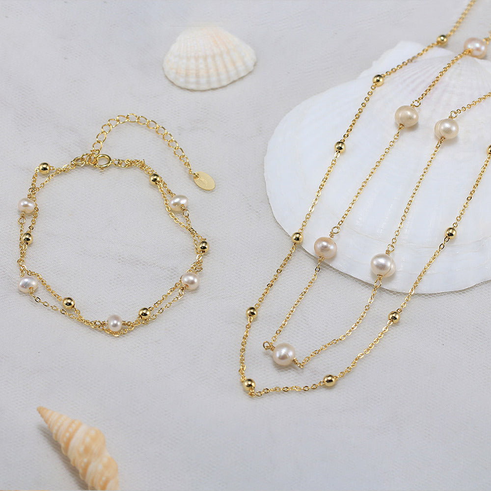 Natural Freshwater Pearl Beaded Necklace