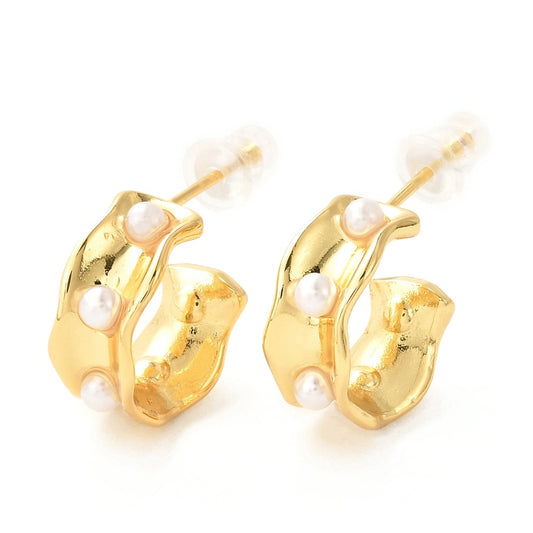 Chunky Natural Shell Pearl Hoops