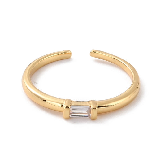 Rectangle Cubic Zirconia Open Cuff Ring