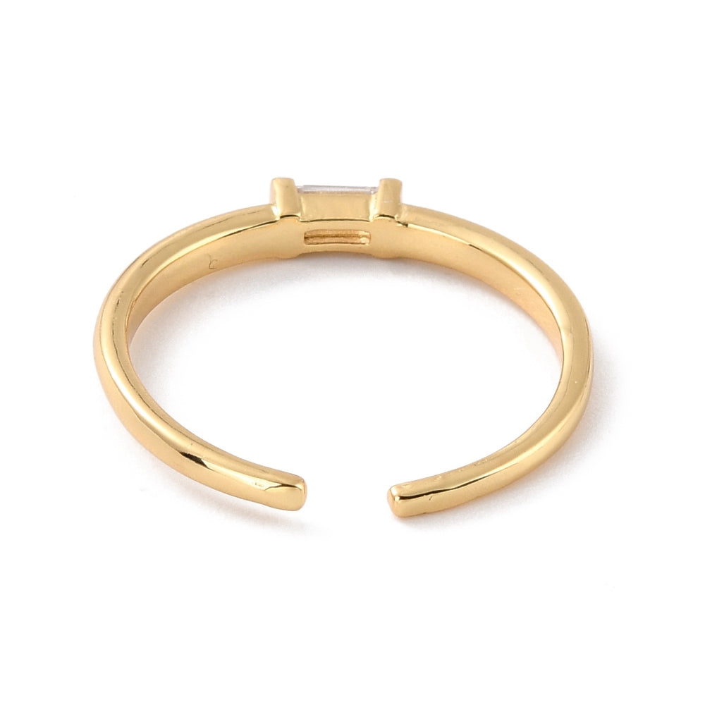 Rectangle Cubic Zirconia Open Cuff Ring
