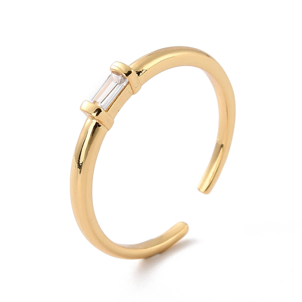 Rectangle Cubic Zirconia Open Cuff Ring