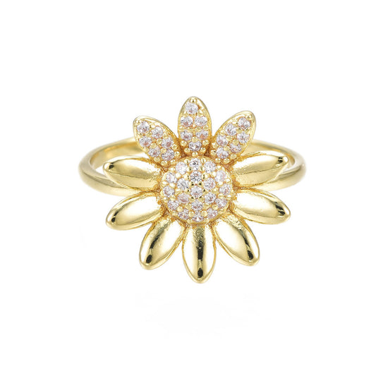 Large Chunky Flower Ring with Cubic Zirconias