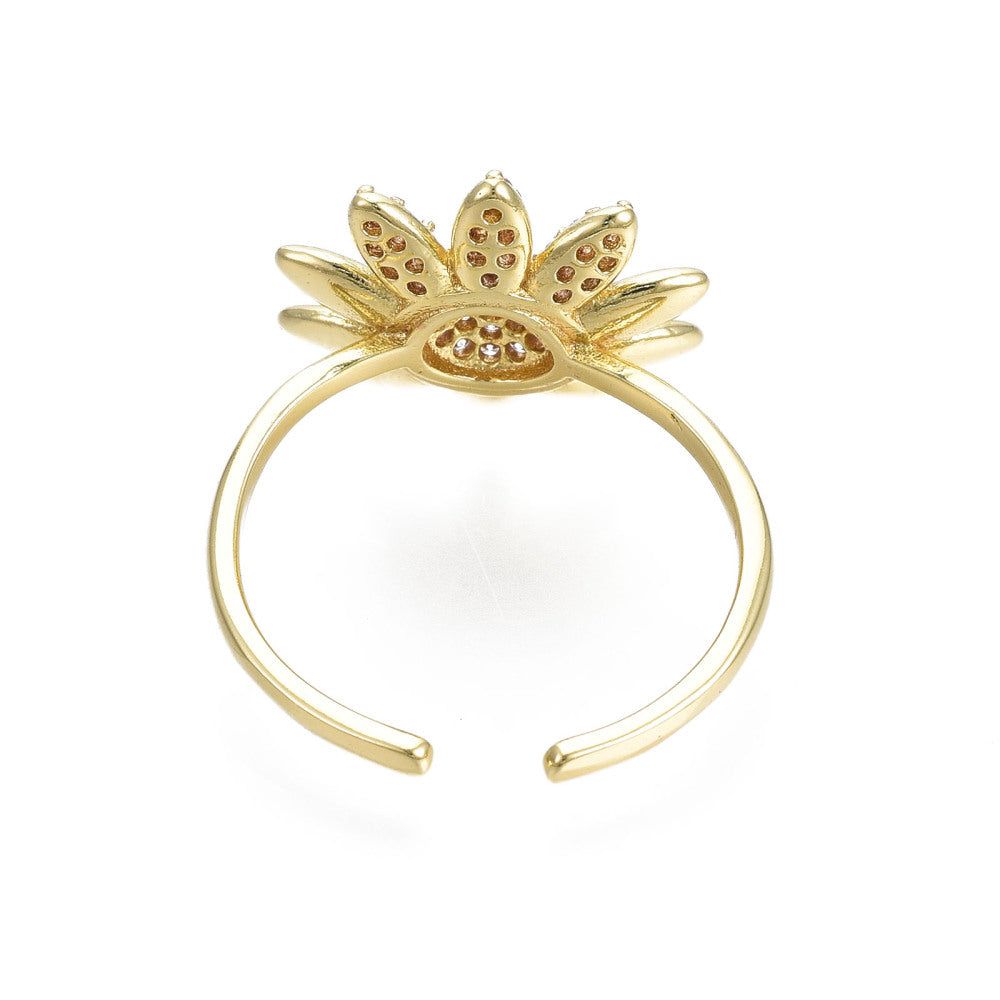 Large Chunky Flower Ring with Cubic Zirconias