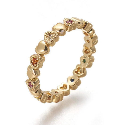 Colourful CZ Heart Ring